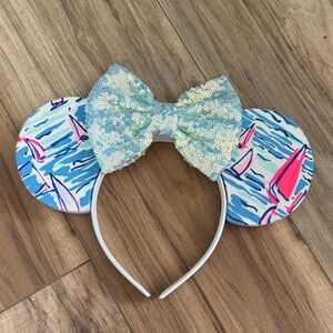 Lilly Pulitzer Blue and Pink Sequin Bow Headband